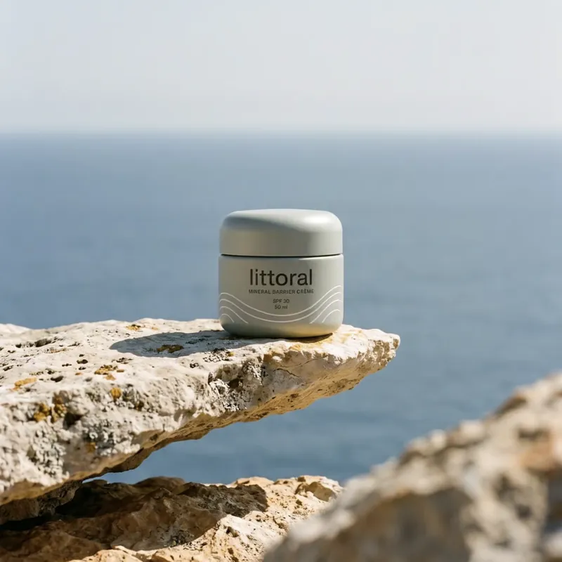 Imagen de producto: crema sobre una roca frente al mar